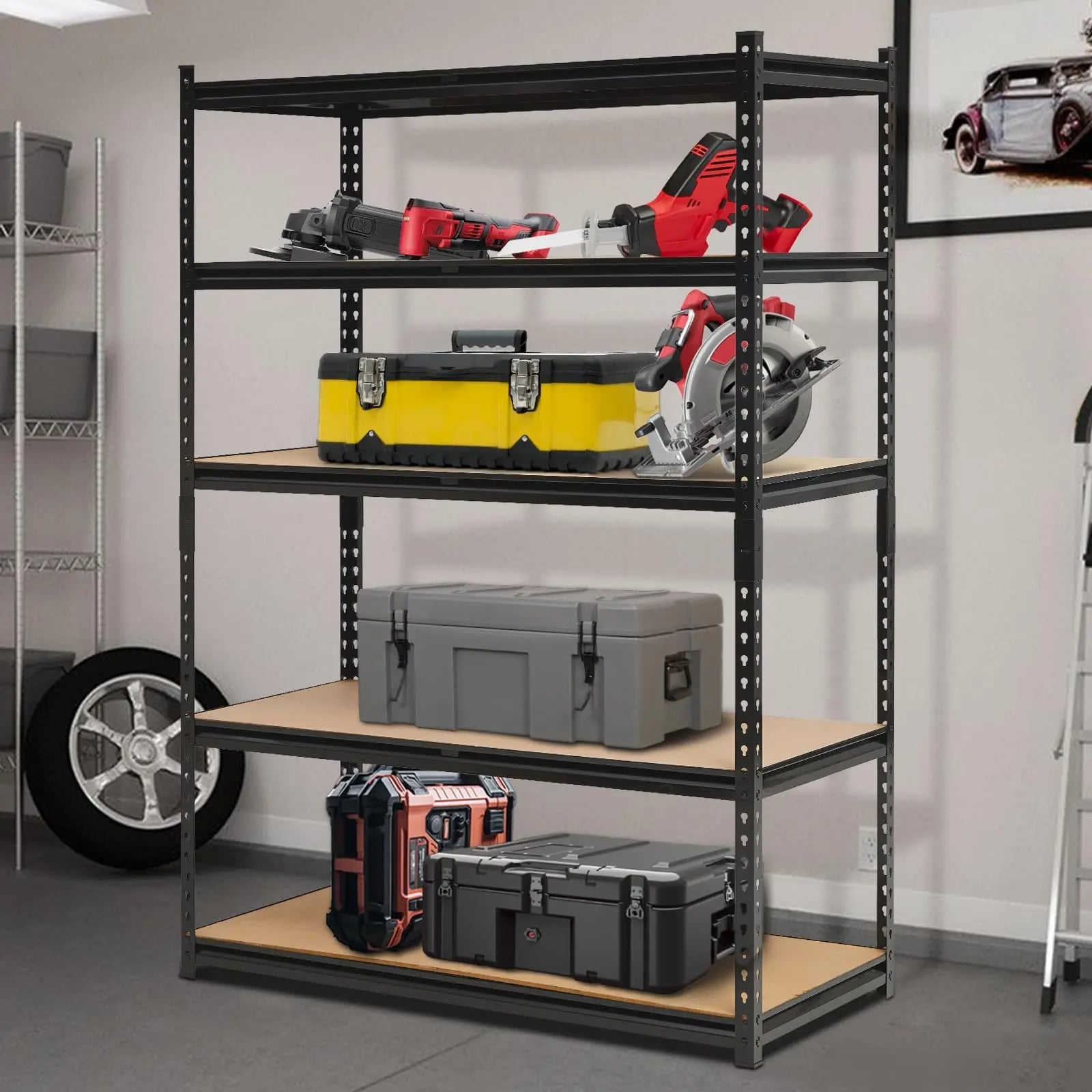 Garvee Heavy Duty 5-Tier Adjustable Metal Garage Shelving Units, Various Sizes (36X18X72, 36X24X72, 48X18X72, 48X24X72, 60X18X72), Load Capacity 2000-2500 LBS, Ideal for Garage, Warehouse, Pantry, Basement Storage