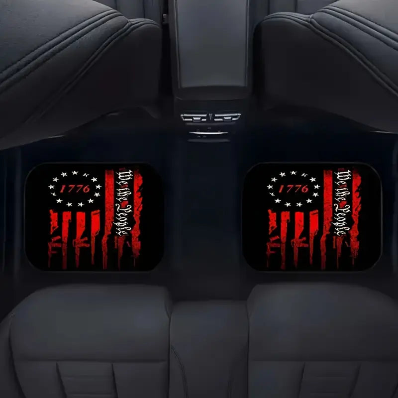 Universal Fit 4Pcs Car Floor Mats Set with 1776 Patriotic Style Print - Absorbent, Non-Slip, Washable - Fashionable Auto Interior Protection for Cars, Vans, Suvs -Great Gift for Men & Women
