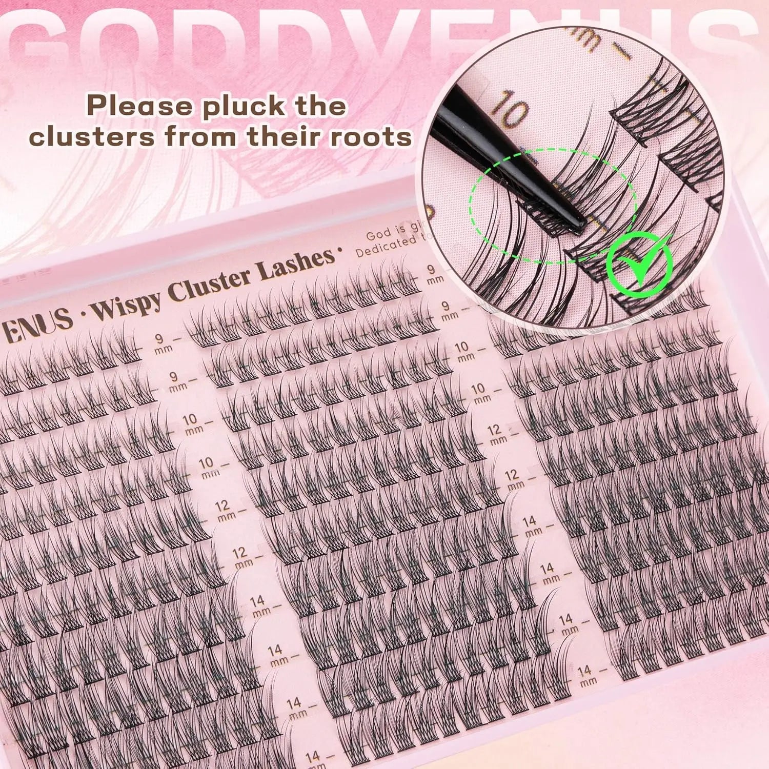 Lash Clusters Kit 9-14Mm Wispy Eyelash Clusters Lashes Natural DIY Lash Extension Kit Short Cluster Eyelash Extensions Kit 300Pcs C Curl Individual Lashes Cluster Eyelash (With Tweezers)