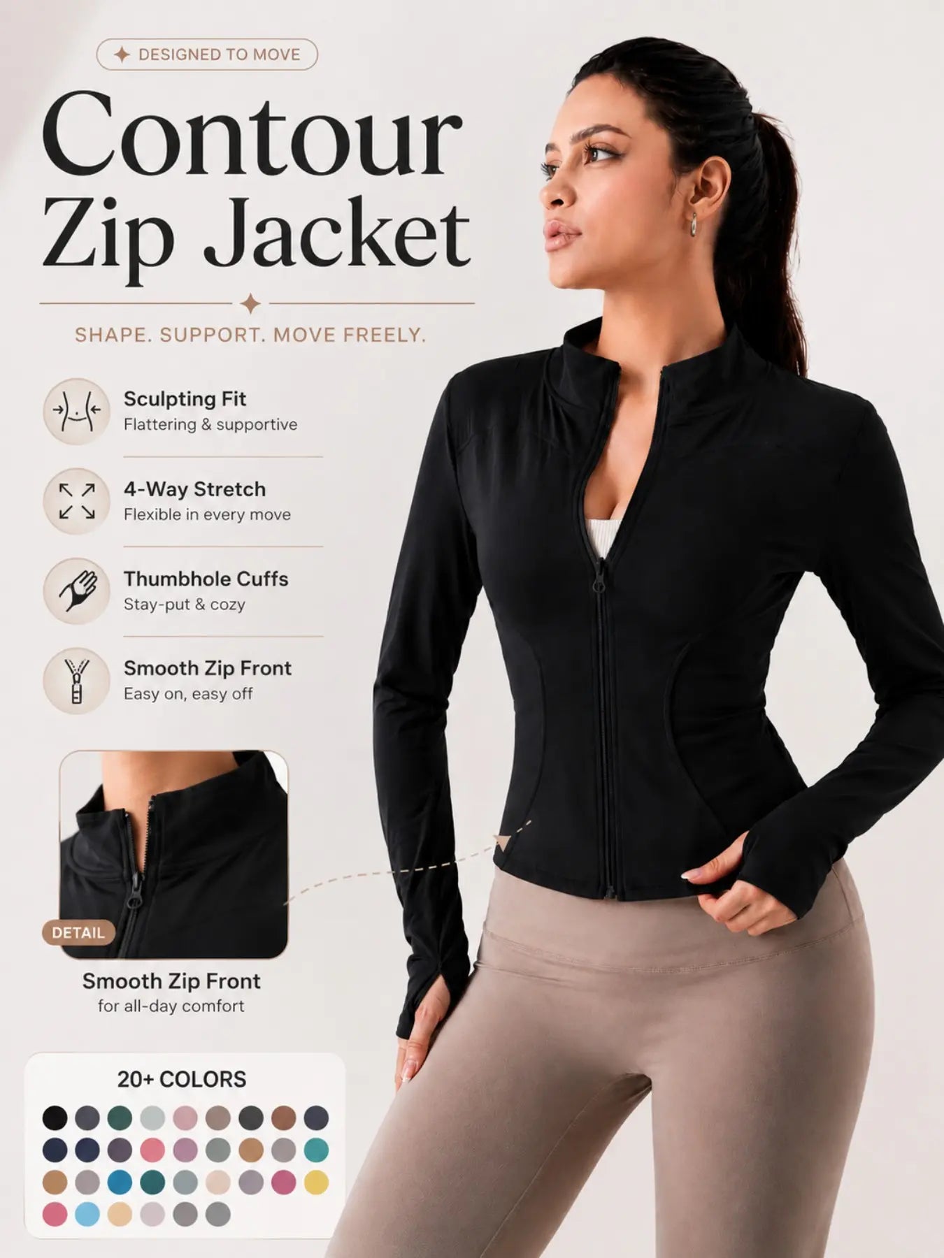 Women'S Lightweight Full Zip Long Sleeve Running Jacket, Workout Jackets, Slim Fit Yoga Sportswear, Thumbhole Jacket Design, Perfect for Fitness and Gym, Sporty Breathable Outerwear